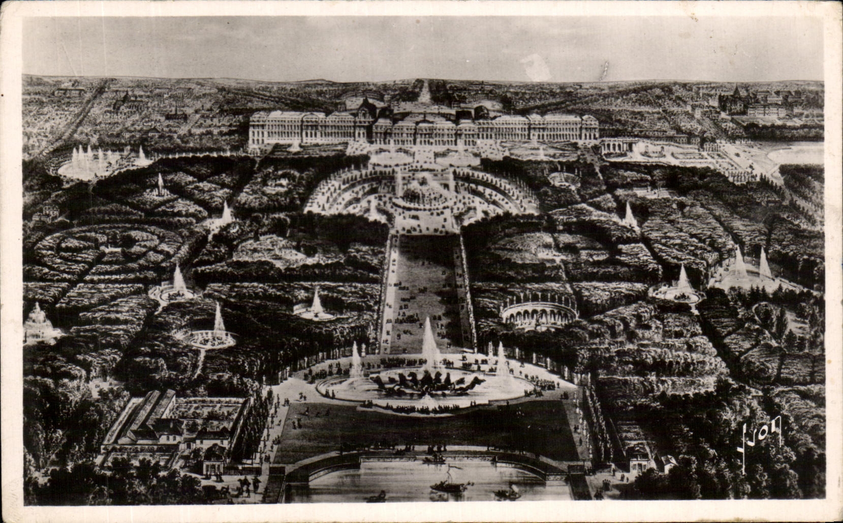 CPA Versailles Panorama du chateau Et Du Parc