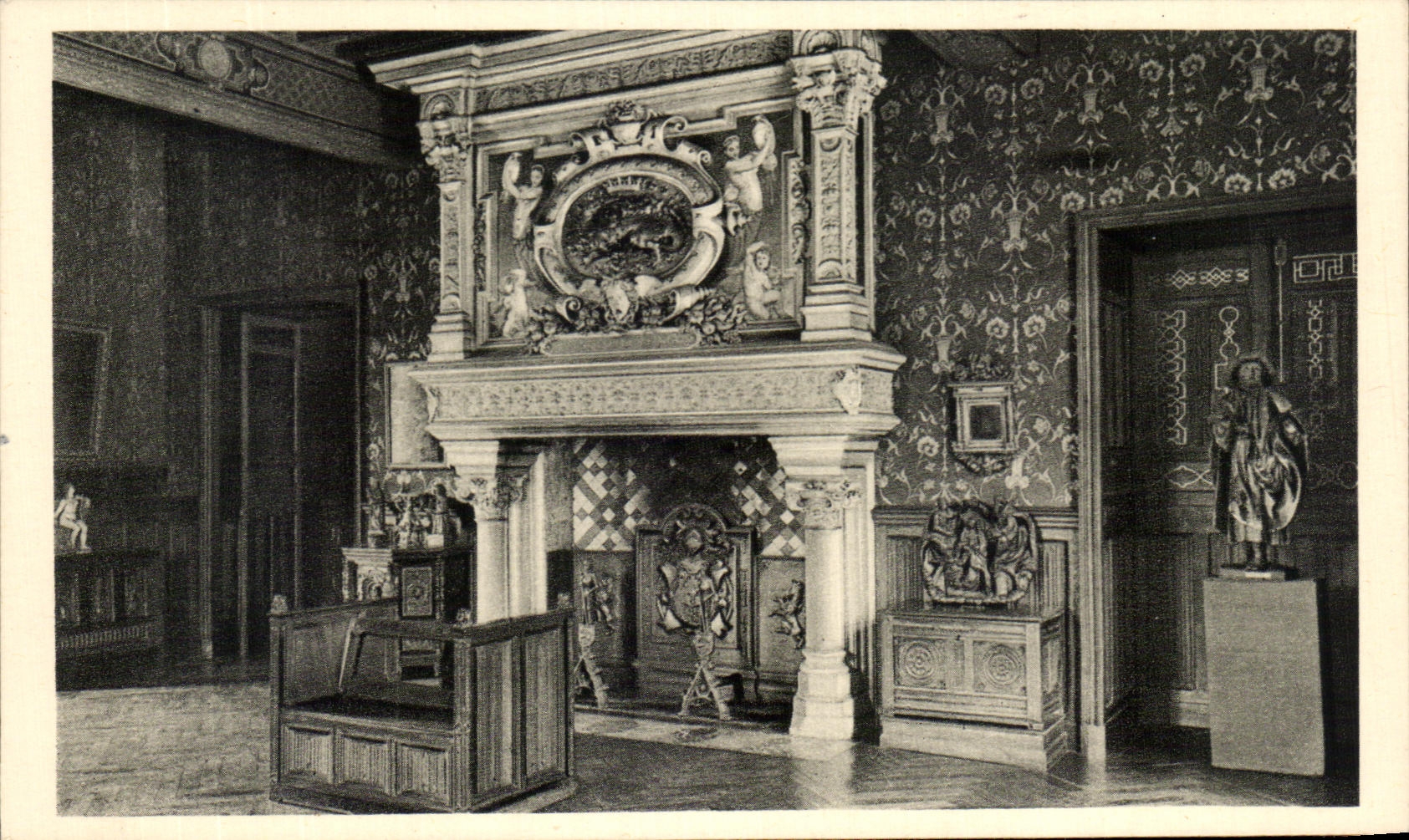 Castillo D Azay de CPA el cuarto grande de la cortina de Rez De Fitted