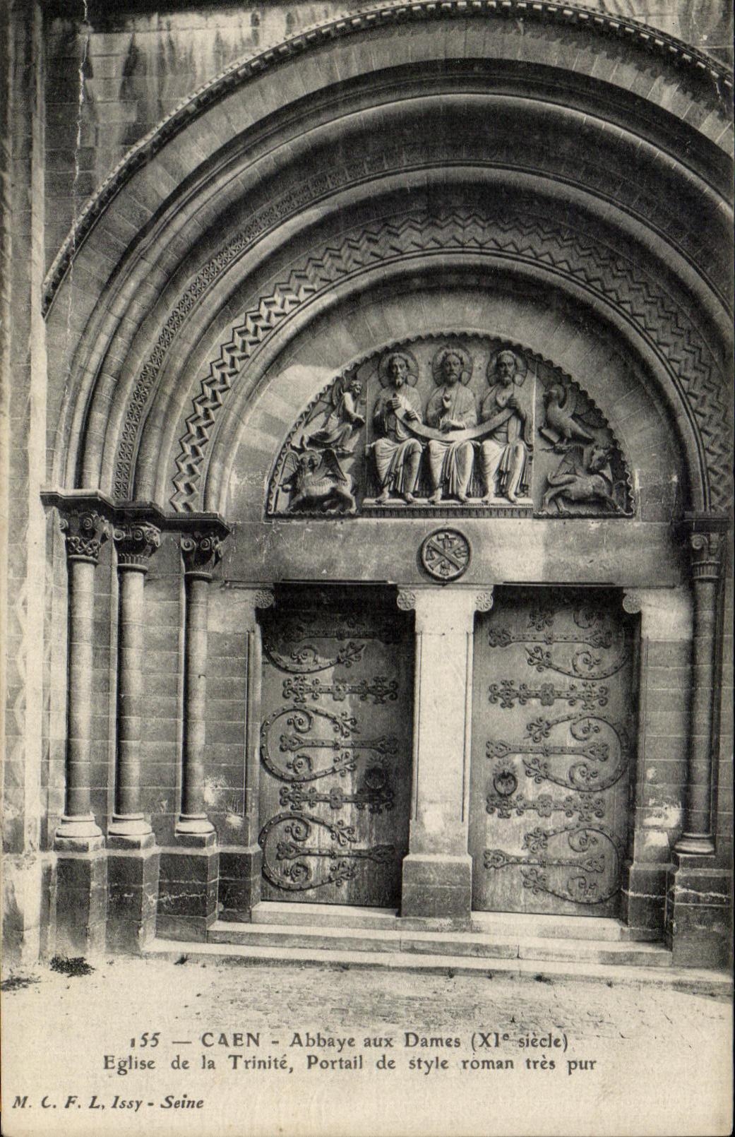 Abadia de CPA Caen con la iglesia de las senoras de la puerta de la trinidad del estilo romantico muy puro