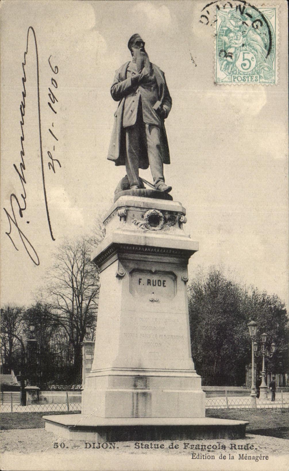 CPA Dijon Statue de Francois Rude