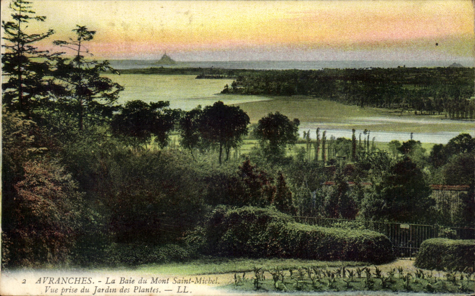 CPA Avranches la bahia del Saint Michel de Mont vista del jardin botanico