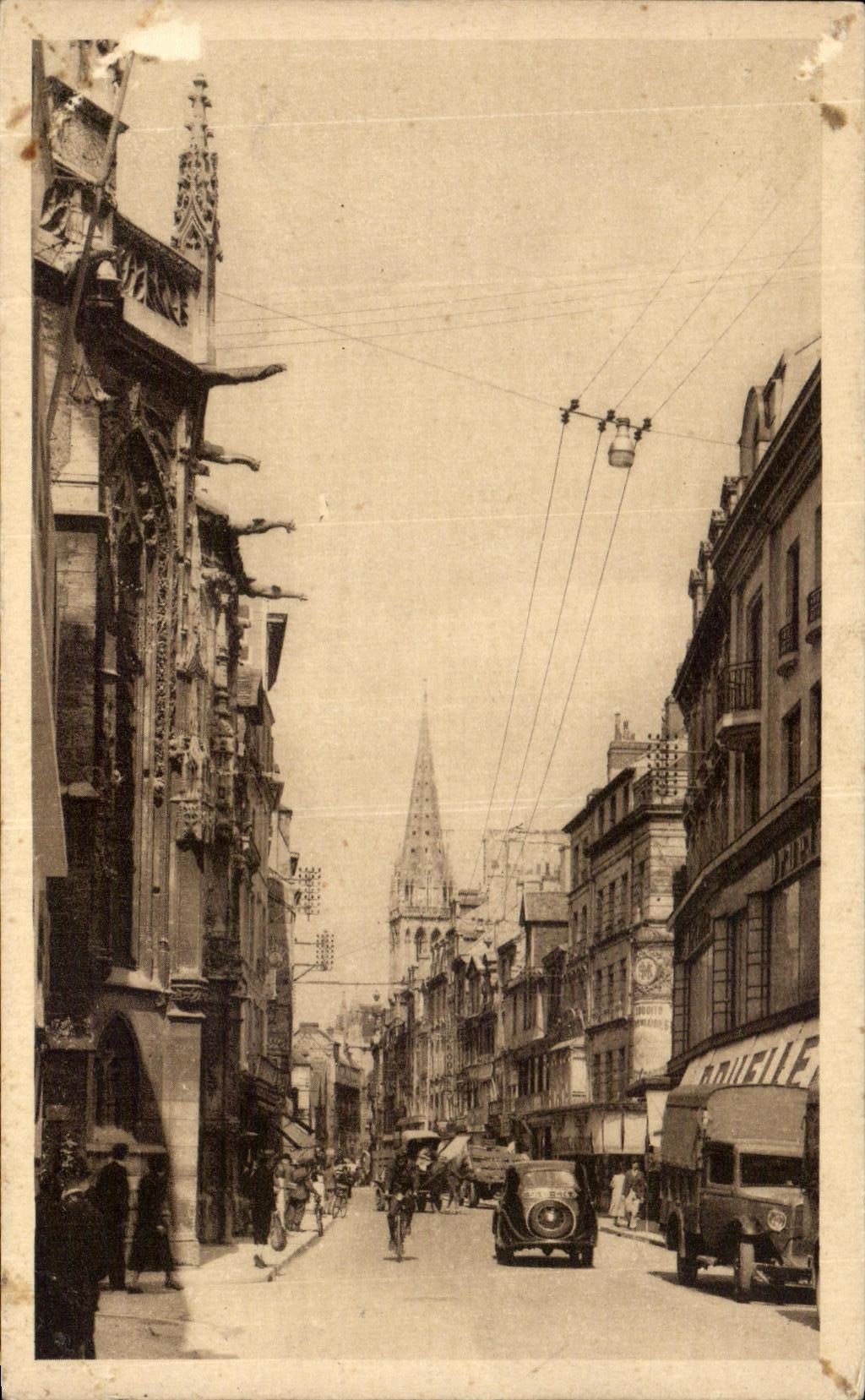 CPA Caen the Street St Pierre In Foreground Notre Dame De Froide Street