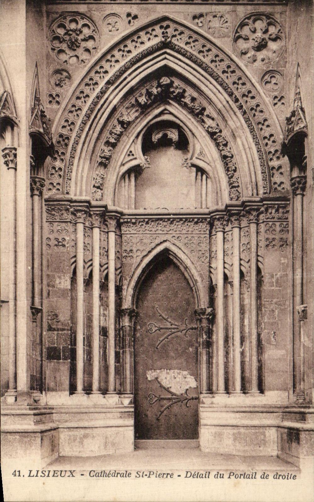 CPA Lisieux Cathedral St Pierre Detail Of Portail De Right-hand side