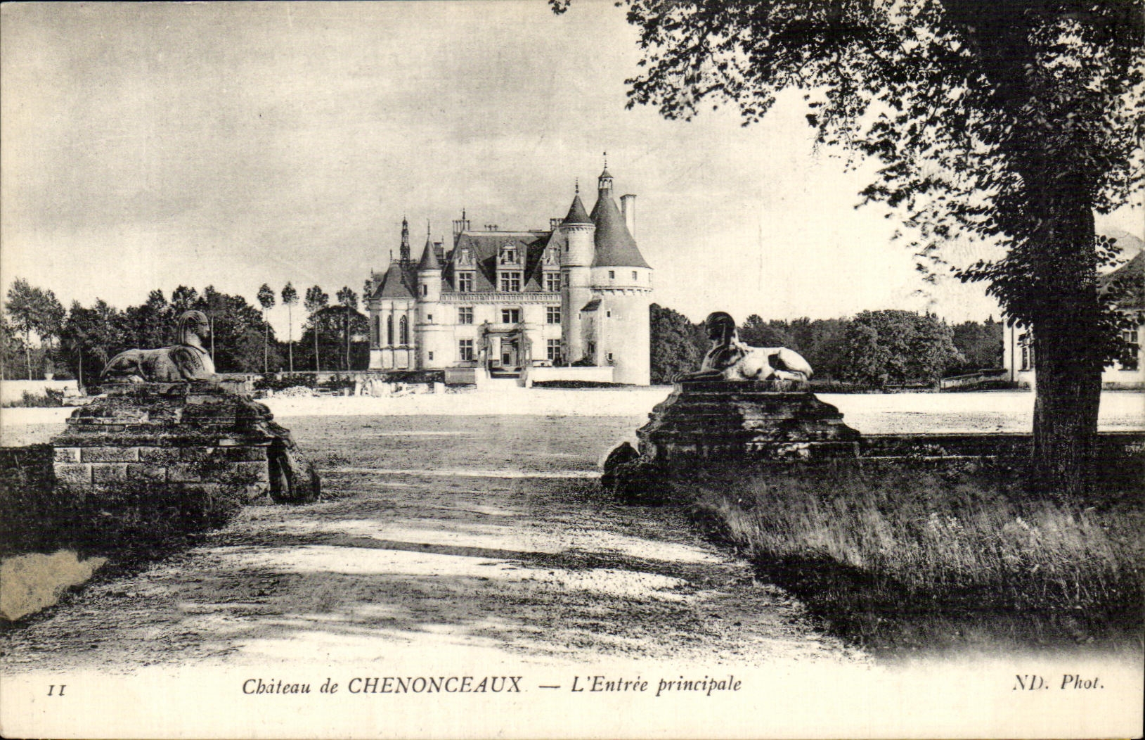 Castillo de CPA de Chenonceaux la esfinge de la entrada principal