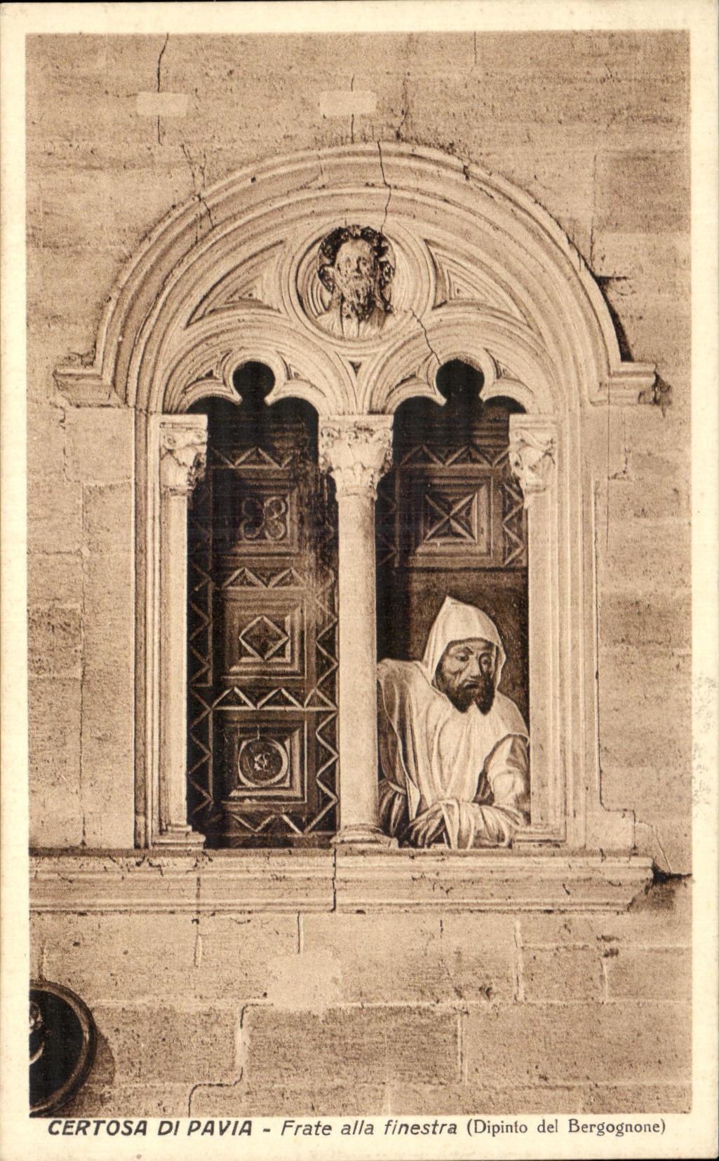 CPA Certosa Di Pavia Frate went Finestra Dipinto del Bergognone