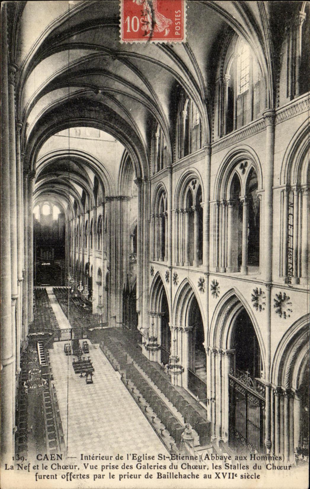 CPA Interior Caen of the Church St Etienne Abbey with the Men Bef and Chorus Seen from of the Galleries of the Chorus