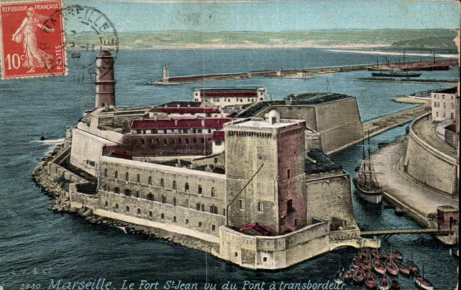 CPA Marseille Le fort Vu Du Pont A Transbordeur