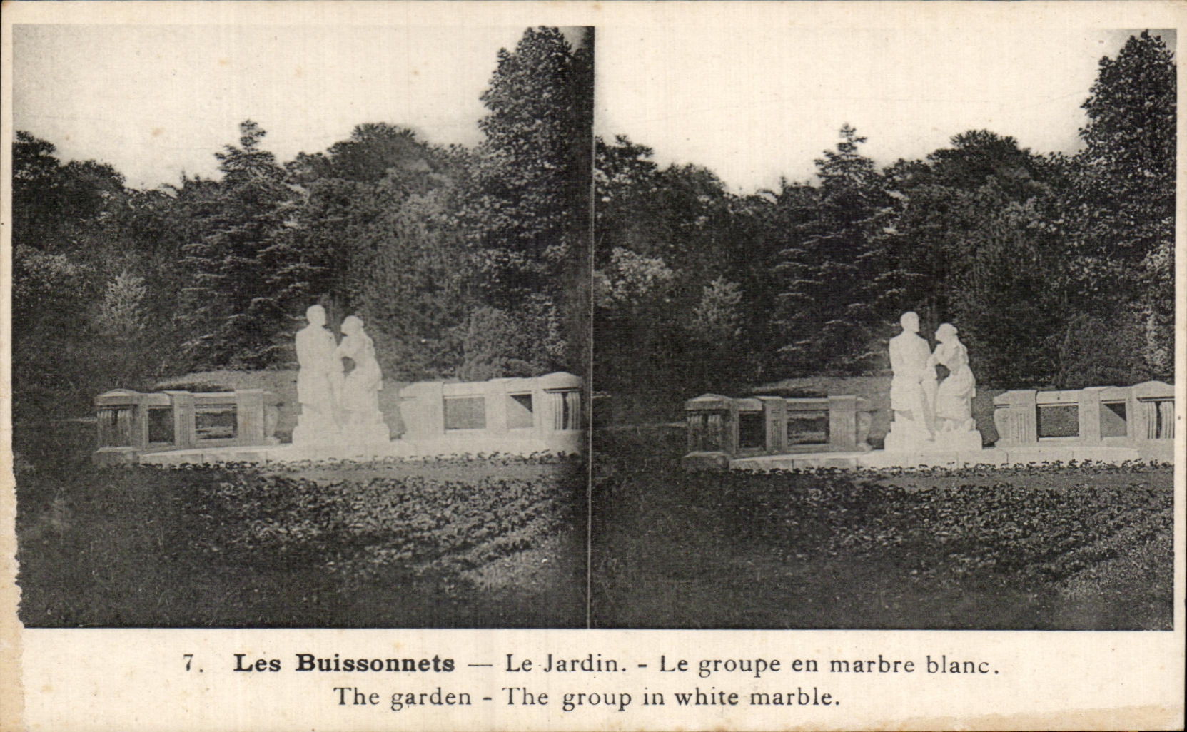 CPA Buissonnets the Garden the Group Out of White Marble Lisieux