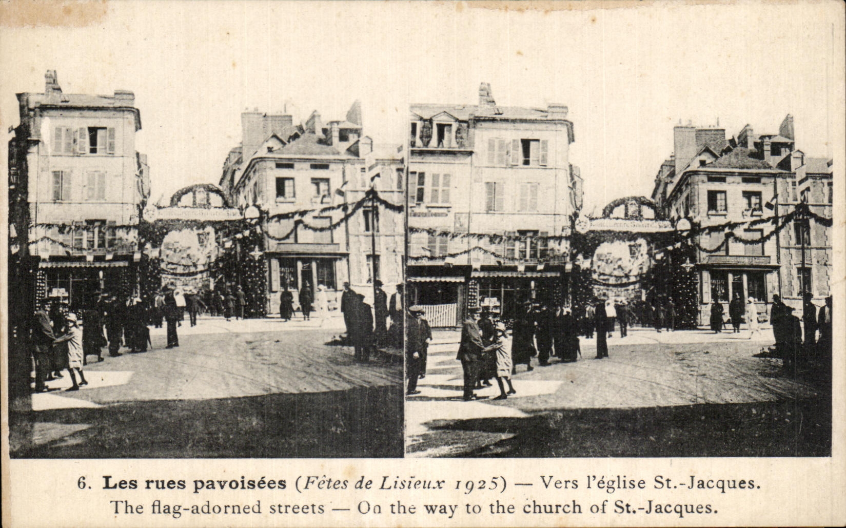CPA the streets pavoisees Lisieux Towards the church St Jacques September 30th 1925