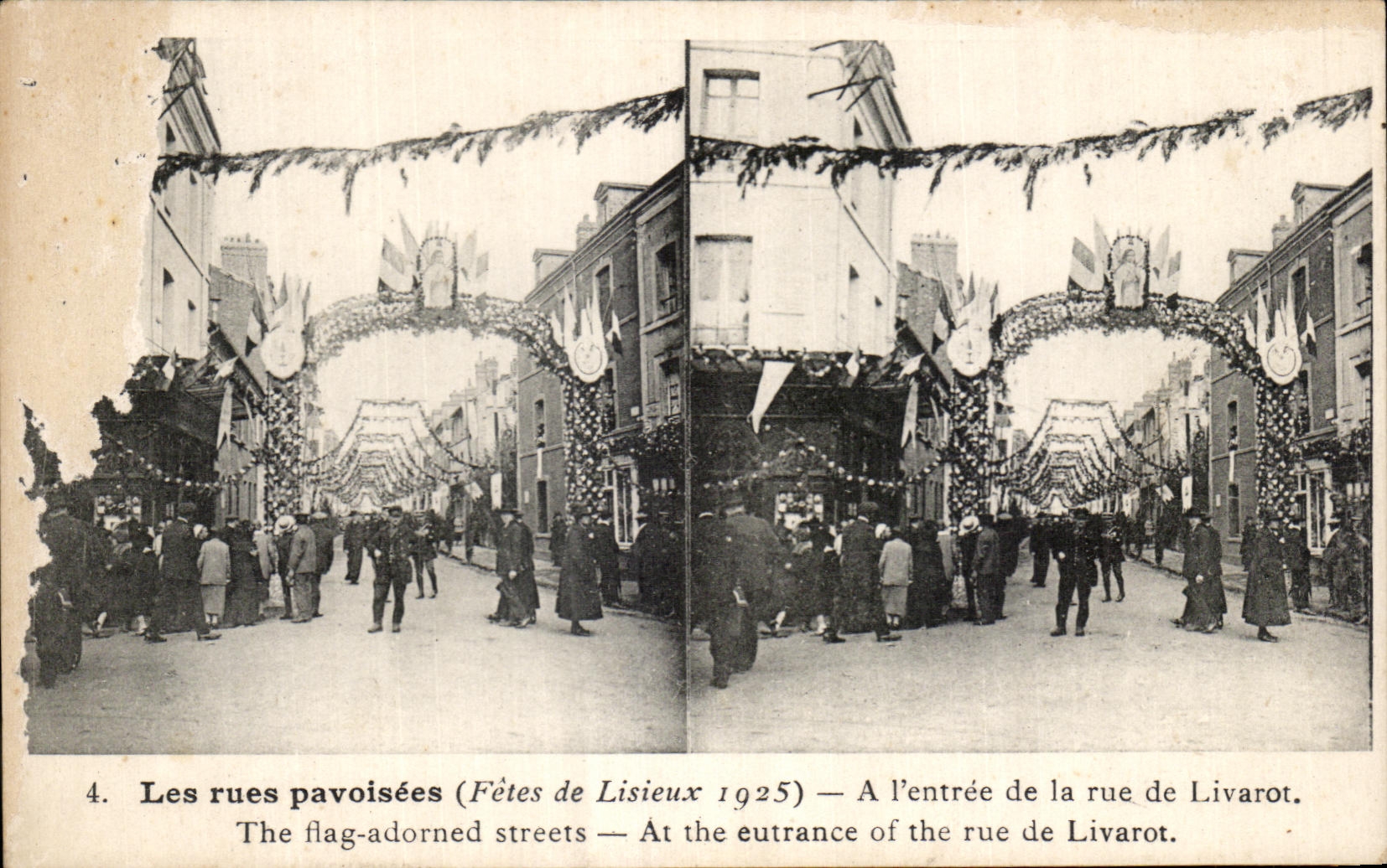 CPA the streets pavoisees Lisieux With Entering of the street of Livarot September 30th 1925