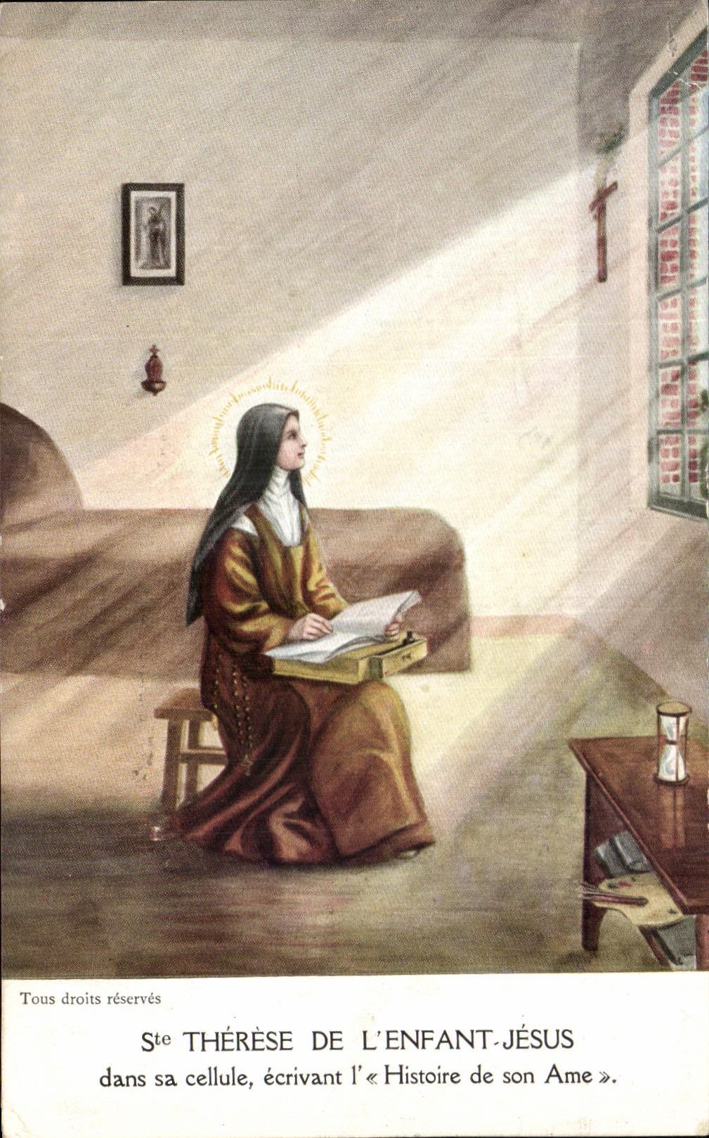 CPA co Therese Of the Jesus child in his cell writing the History of its Heart Lisieux