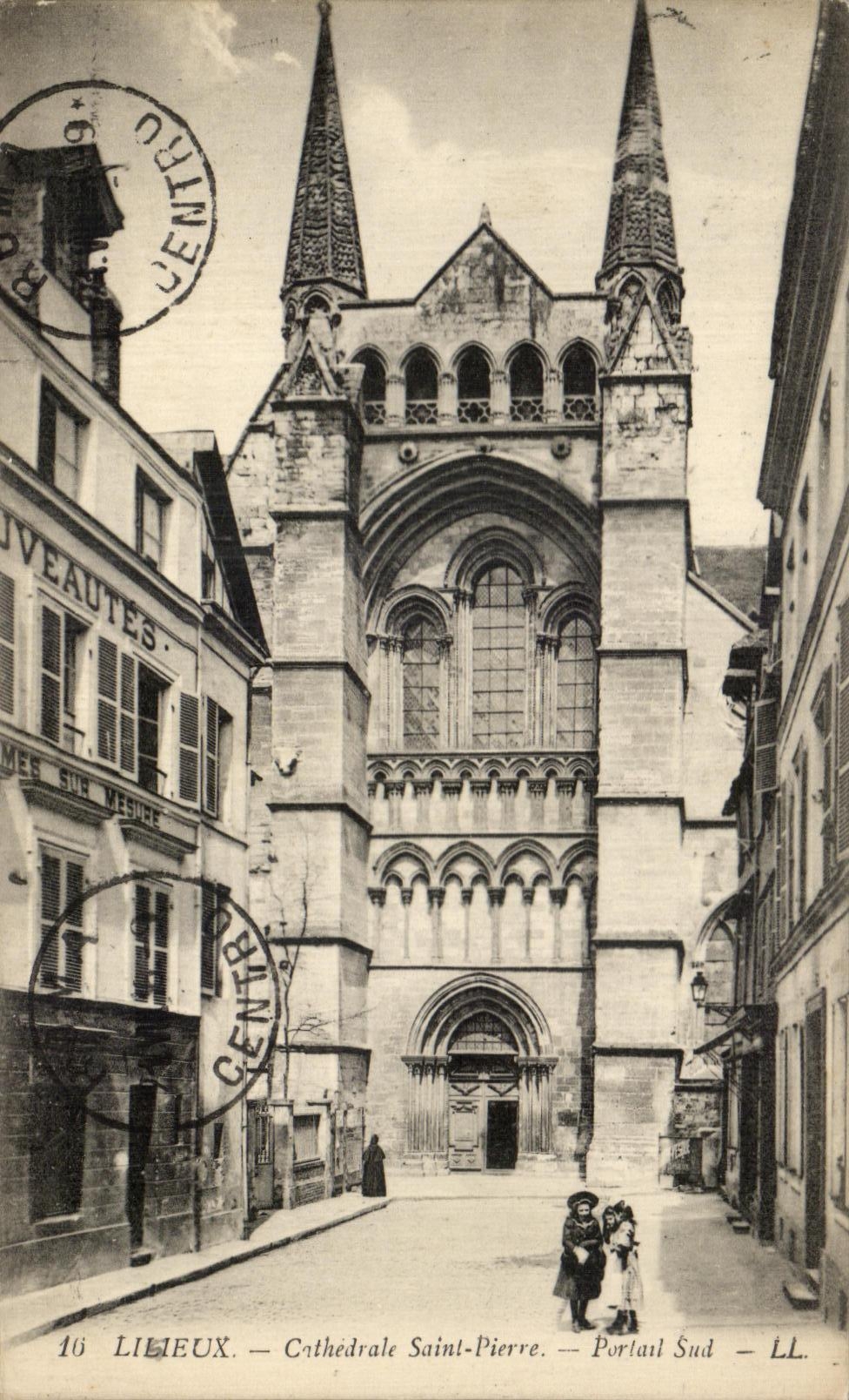 CPA Lisieux Cathedral Southern Porlail Saint Pierre Children