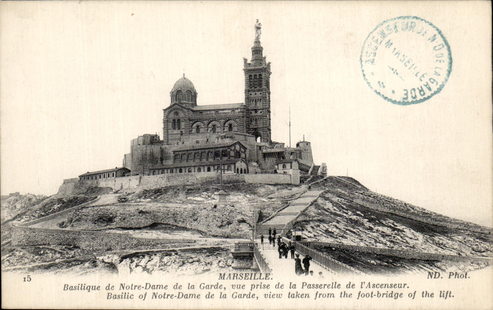CPA Marseille Basilique de Notre Dame de la Garde Vue Prise de la Passerelle de la Garde 
