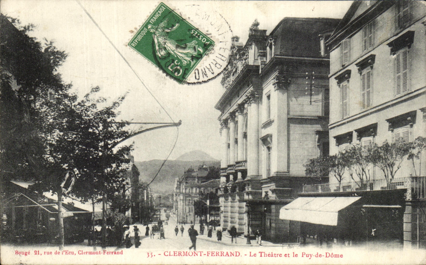 CPA Clermont Ferrand the Theater and Puy de Dome