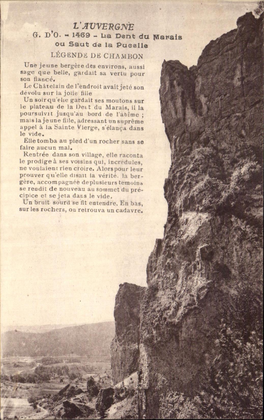 CPA Auvergne the Tooth of the Marsh or Jump of the virgin Legende De Chambon