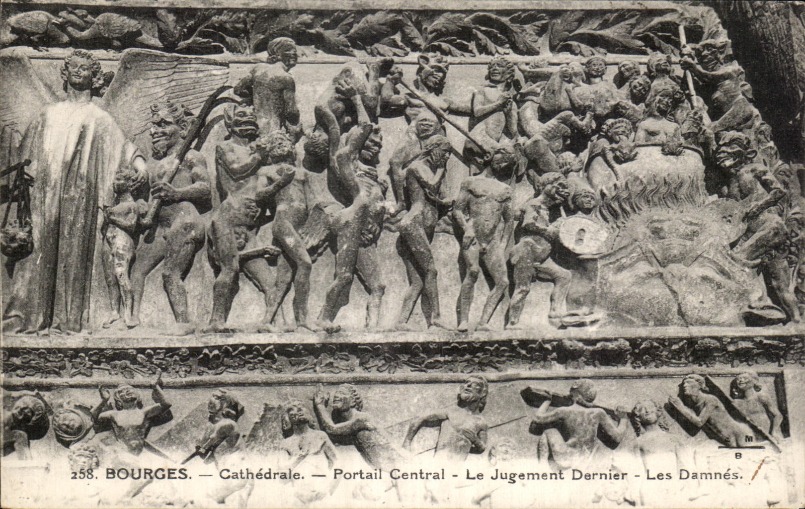 Puerta central de la catedral de CPA Bourges el juicio pasado Damnes