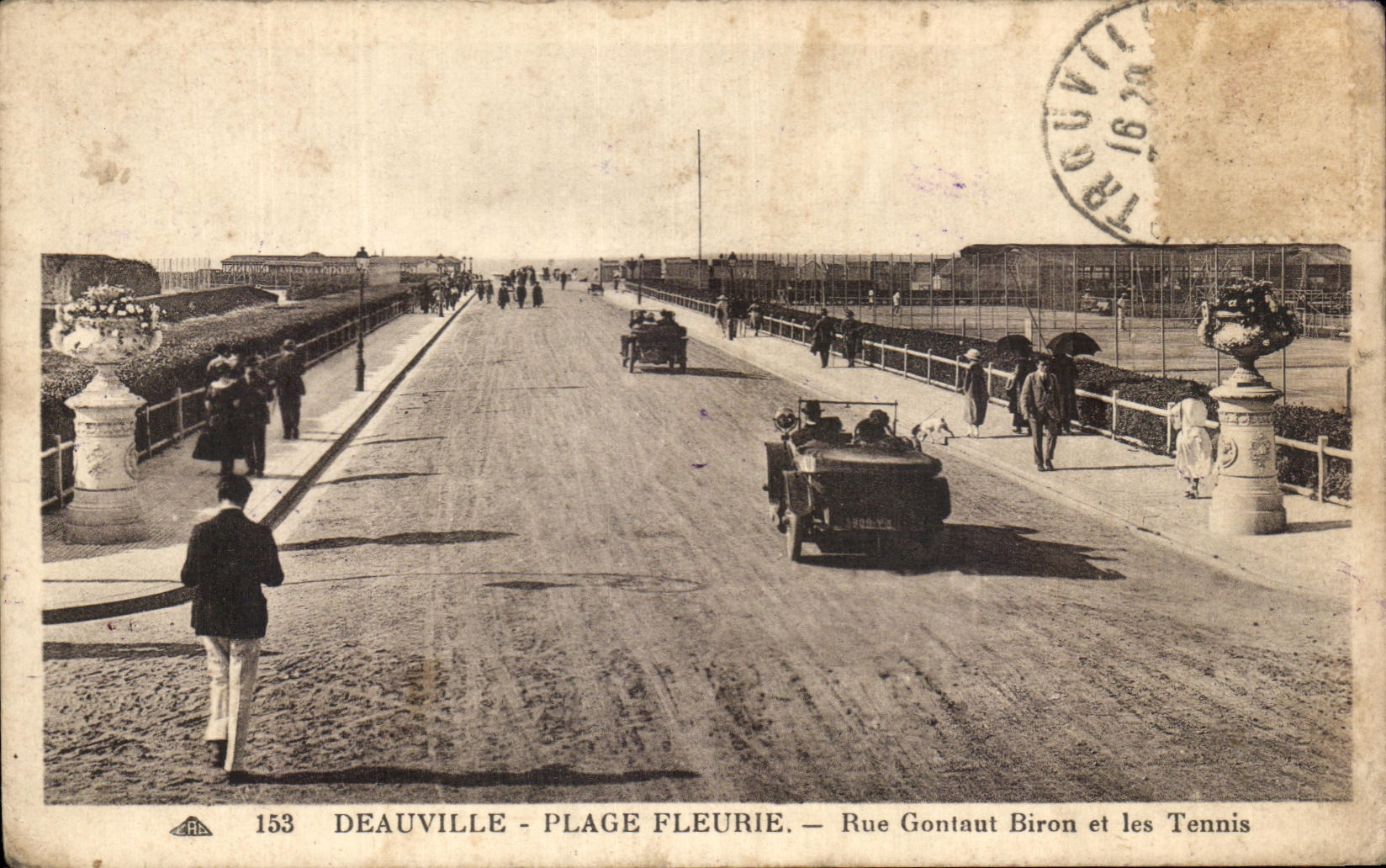 CPA Deauville Flowered Beach Street Gontaut Biron and Tennis