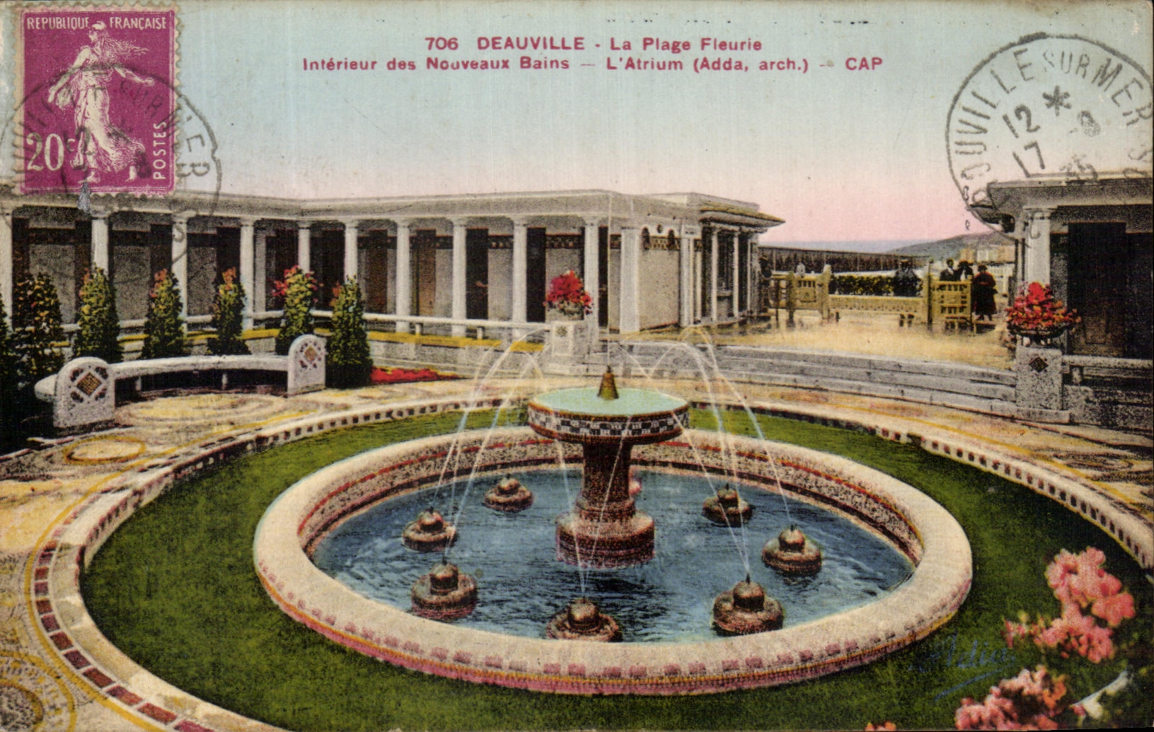 CPA Deauville the Flowered Beach Interior of the New Baths the Atrium