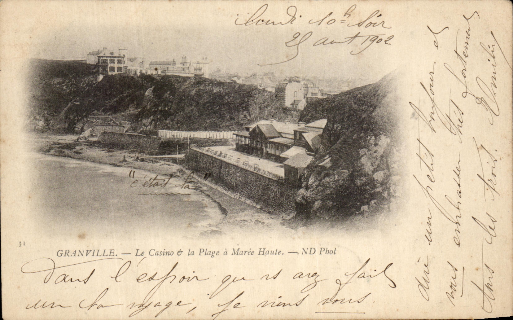 CPA Granville Le Casino la Plage a Maree Haute