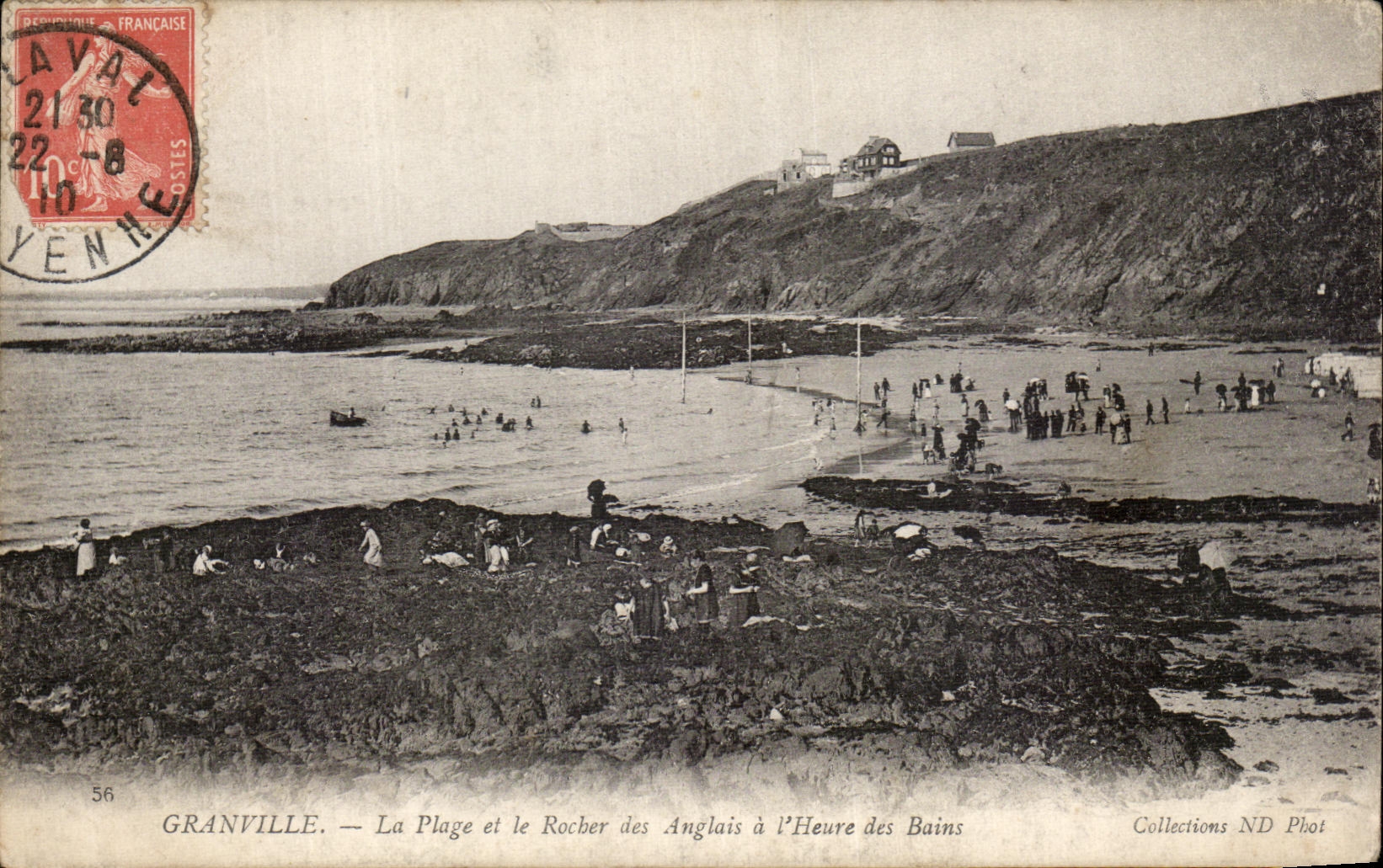 CPA Granville Le Plage et le Rocher des Anglais a l'Heure des Bains