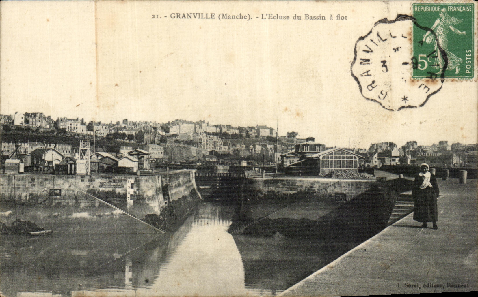 CPA Granville L'Ecluse du Bassin a flot