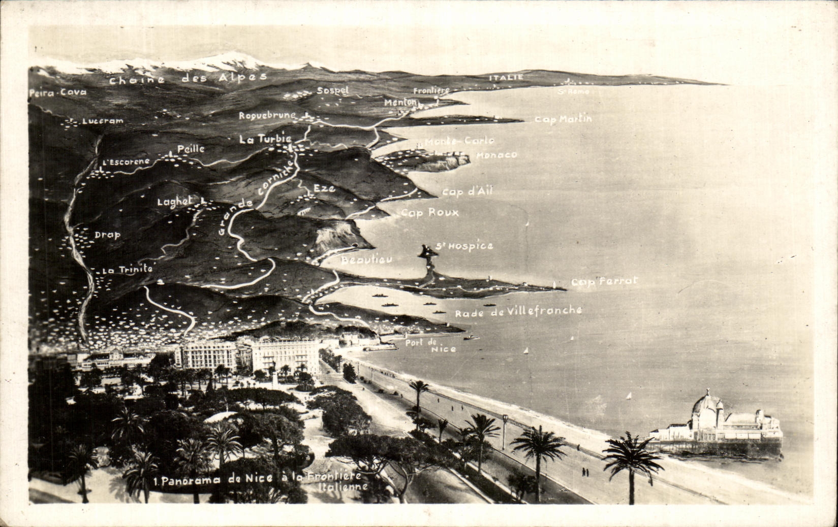 CPA Panorama De Nice en la frontera italiana