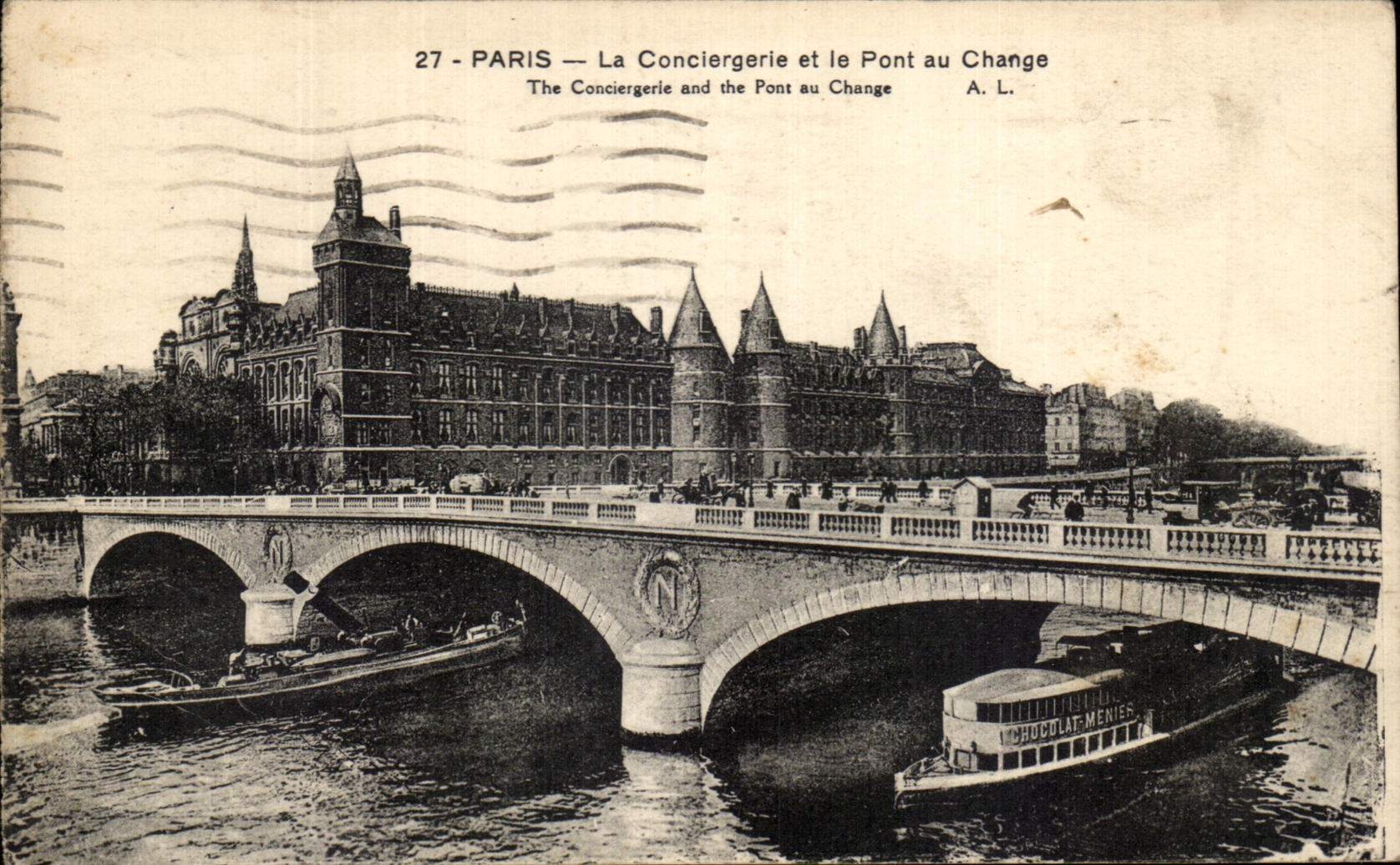 CPA Paris the Caretaker's lodge and the Bridge with the Exchange Barges