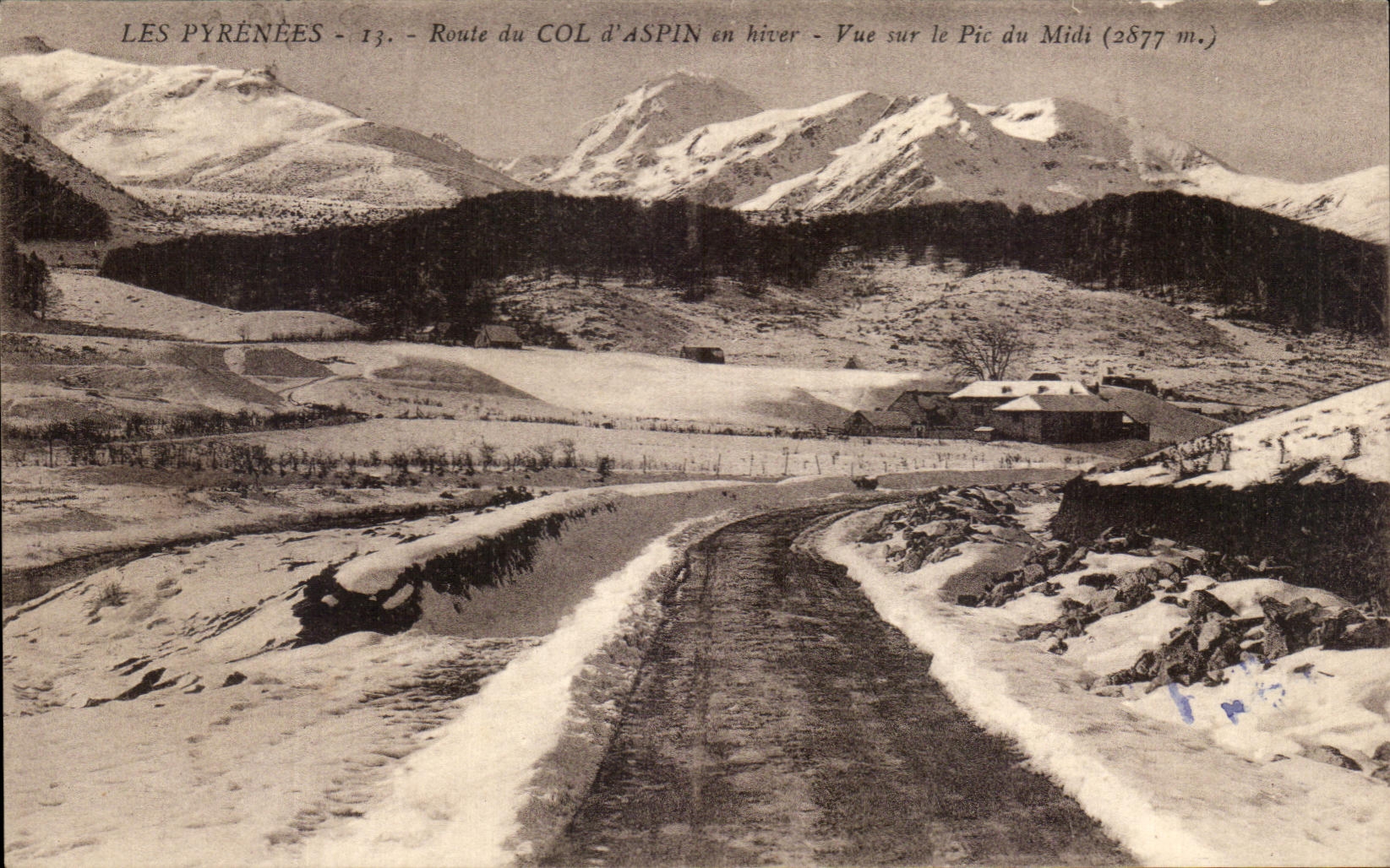 CPA the Pyrenees Road Of the Collar of Aspin in Winter Seen On the Peak Of the South