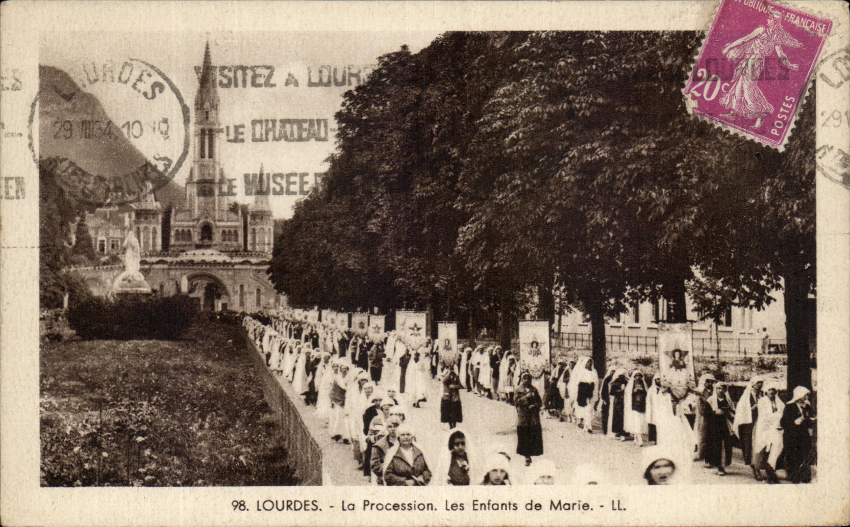 CPA Lourdes the Procession Children of Marie