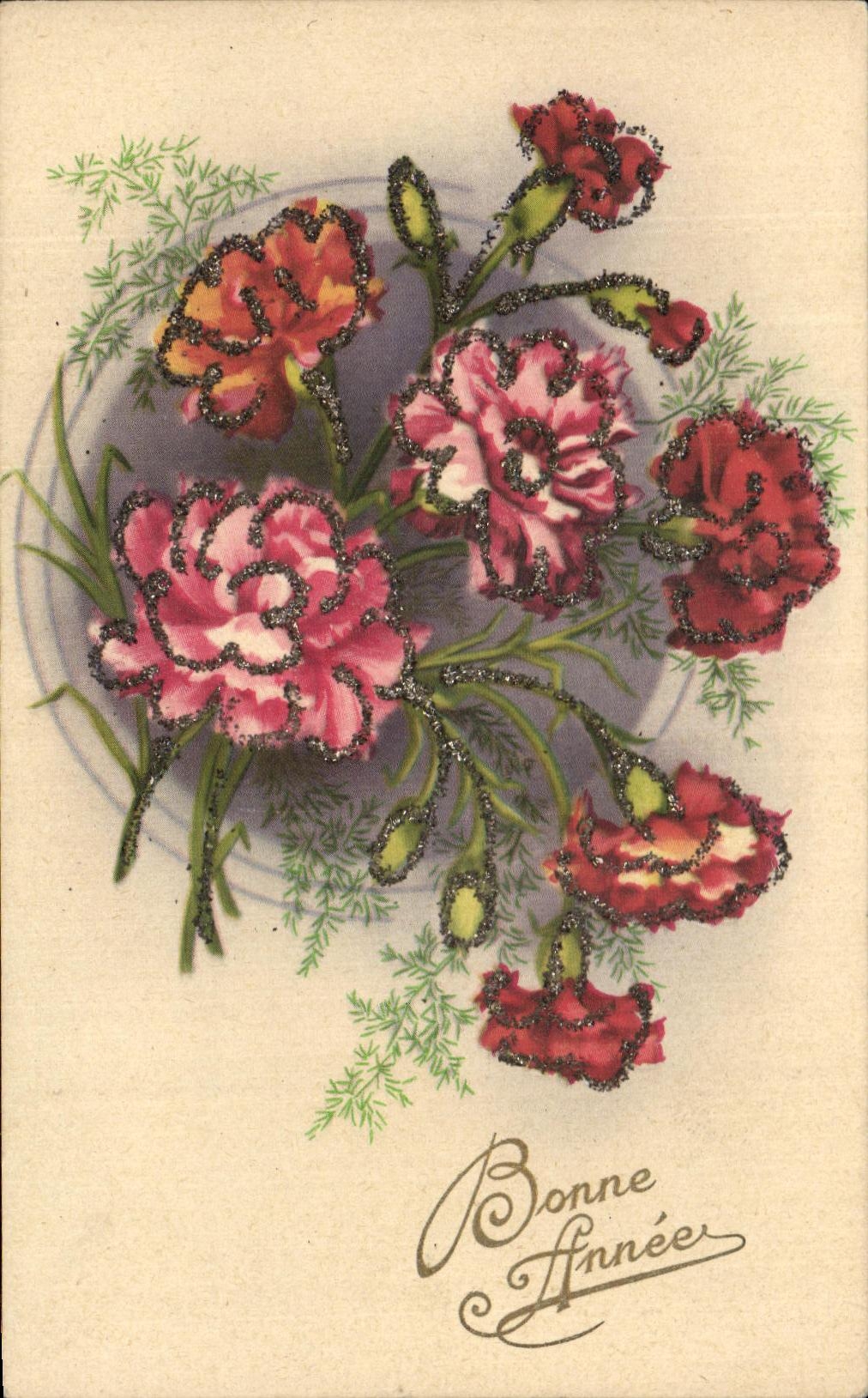 La fantasia de CPA florece Feliz Ano Nuevo