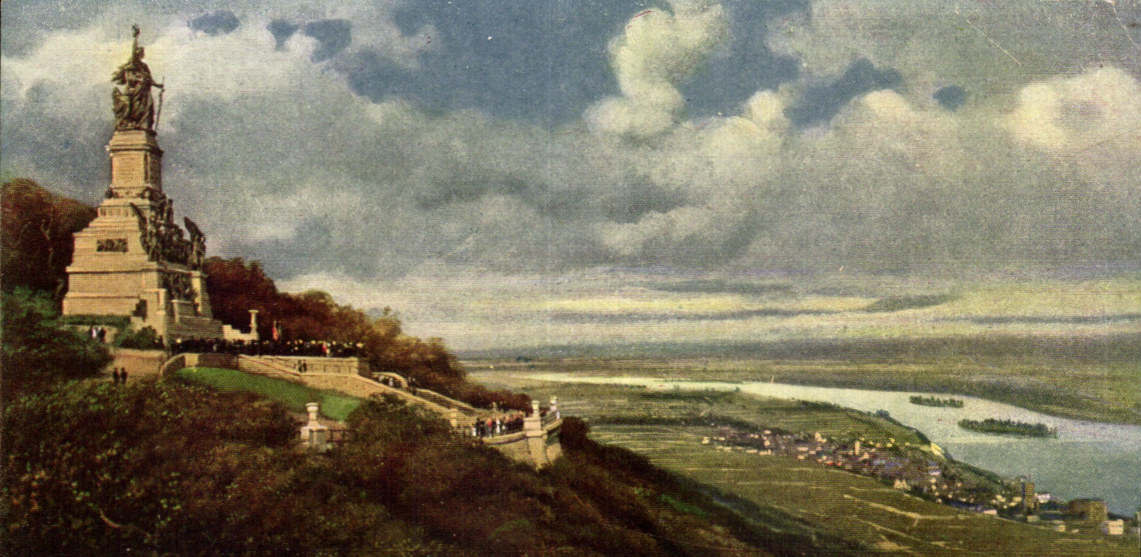 CPA Das Nationaldenkmal und Rudesheim