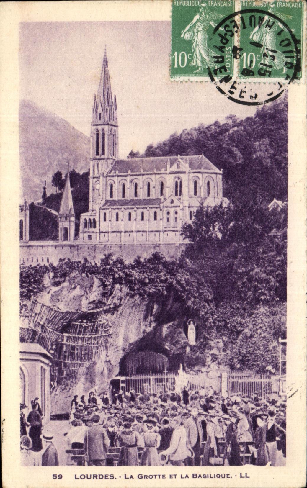 CPA Lourdes the Cave And the Basilica