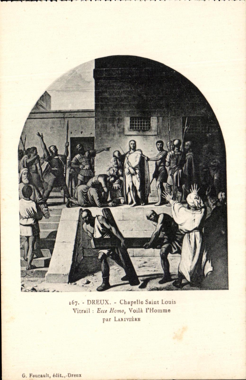 CPA Dreux Chapelle Saint Louis Vitrail Ecce Home Voils l'Homme Par Lariviern