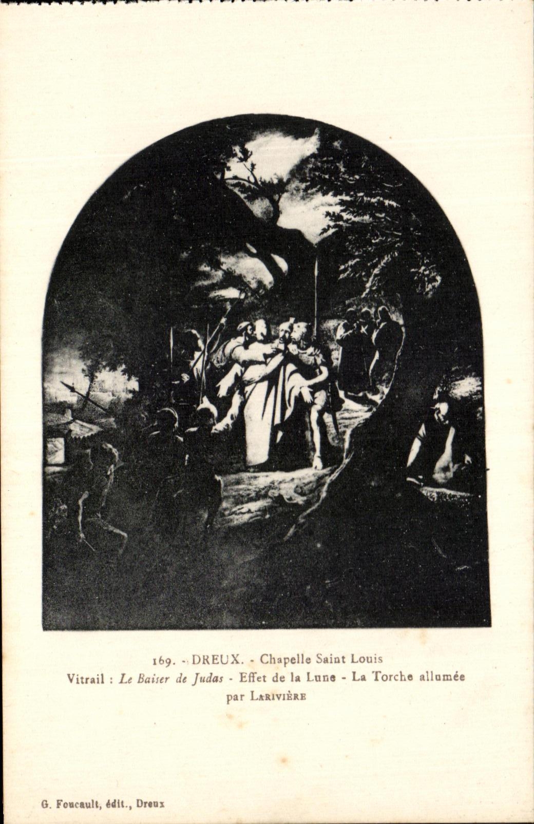 CPA Dreux Chapelle Saint Louis Vitrail Le Baiser de Judas Effet de la Lune La Torche allumee Par Lariviern