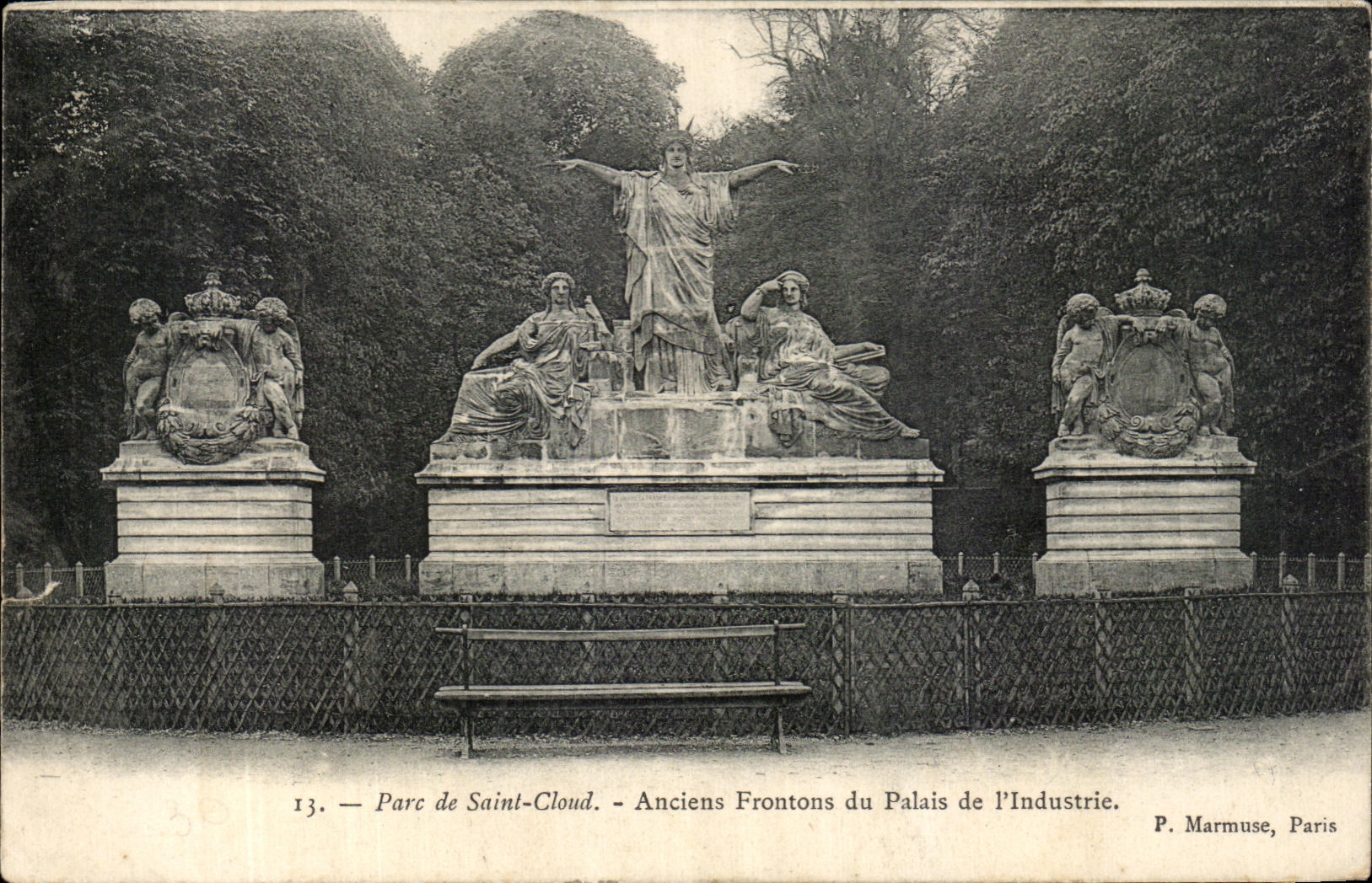 CPA Parc De Saint Cloud Old Pediments Of the Palate Of Industry