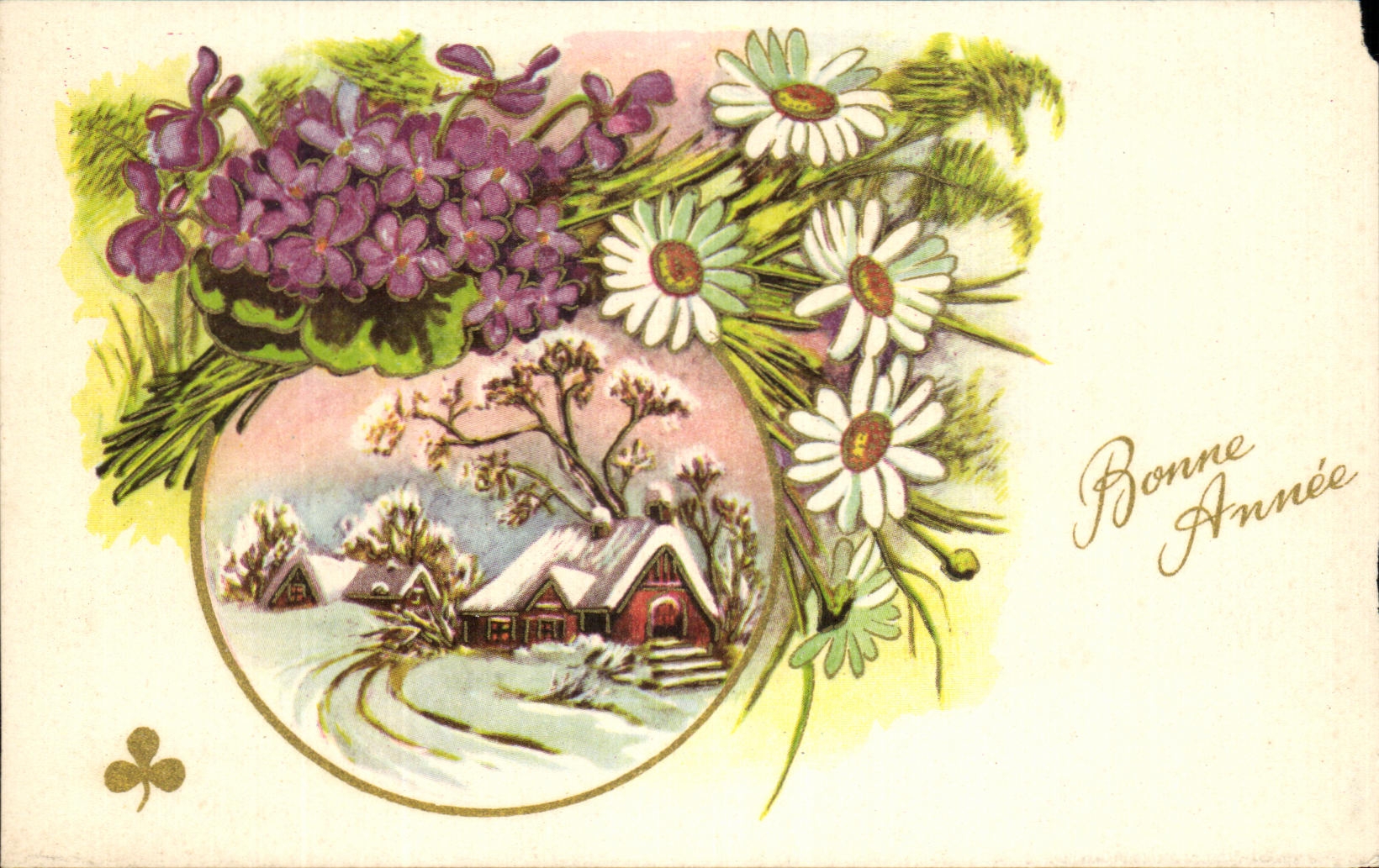 La fantasia de CPA florece Feliz Ano Nuevo