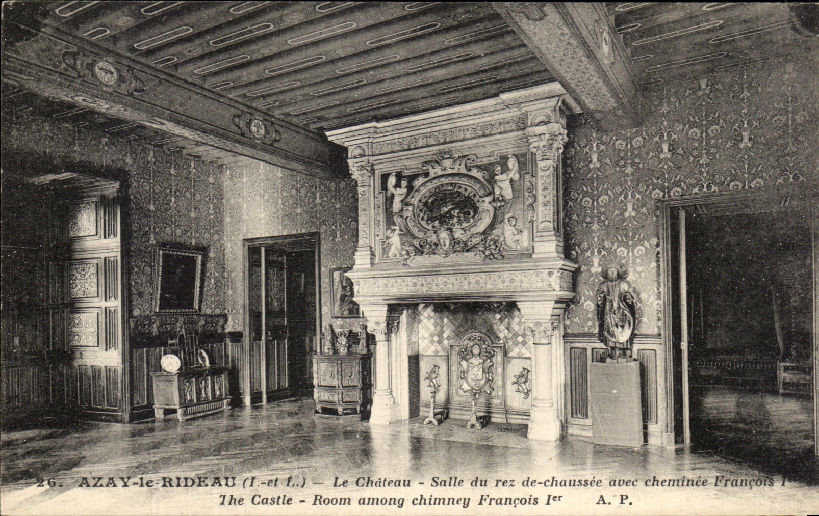 CPA Azay la cortina el cuarto del castillo de Rez cupo la chimenea Francia del avee