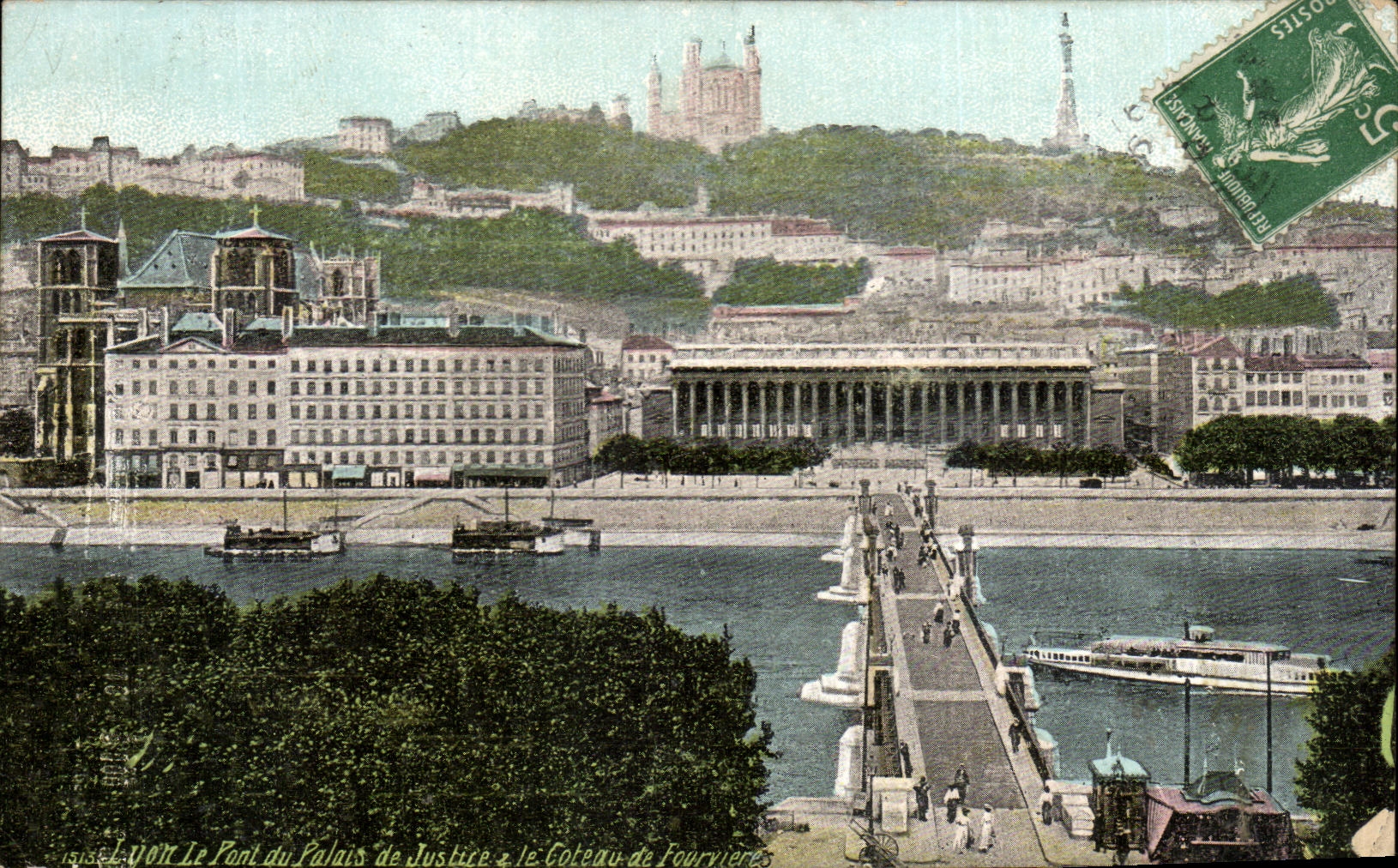 CPA Lyon the Bridge of the Law courts the Slope of Fourvieres