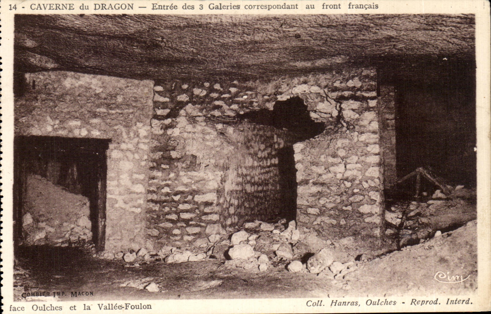 CPA Cave of the Dragon Entrance of the Galleries Corresponding to the French face Militaria