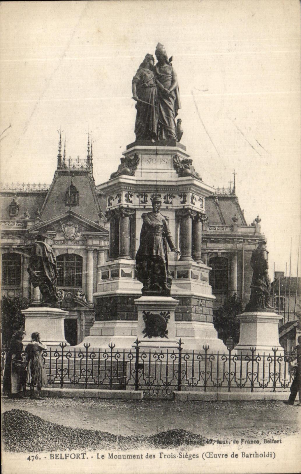 CPA Belfort the Monument of the Three Seats Works of Bartholdi