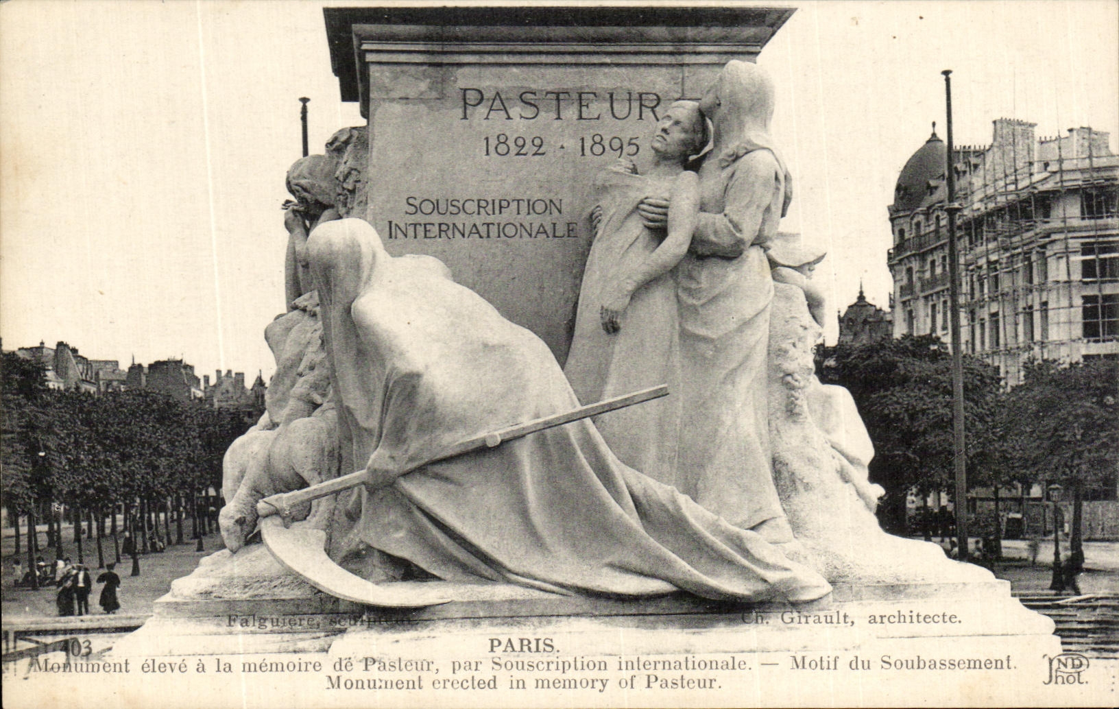 CPA Paris Monument Raised In Memoire De Pasteur By international Subscription Reason for base