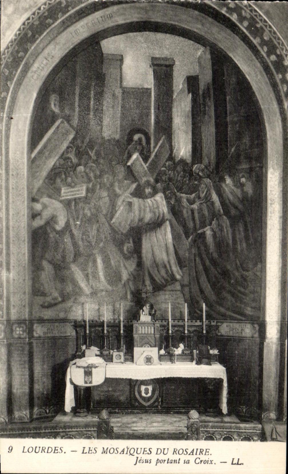 CPA Lourdes Mosaics Of the Jesus Rosary Carrying His Cross