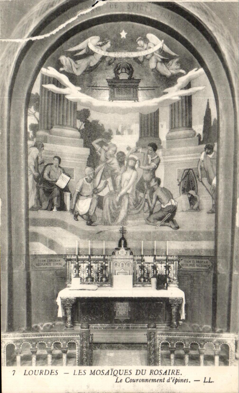 CPA Lourdes Mosaics Of the Rosary the crowning of Spines