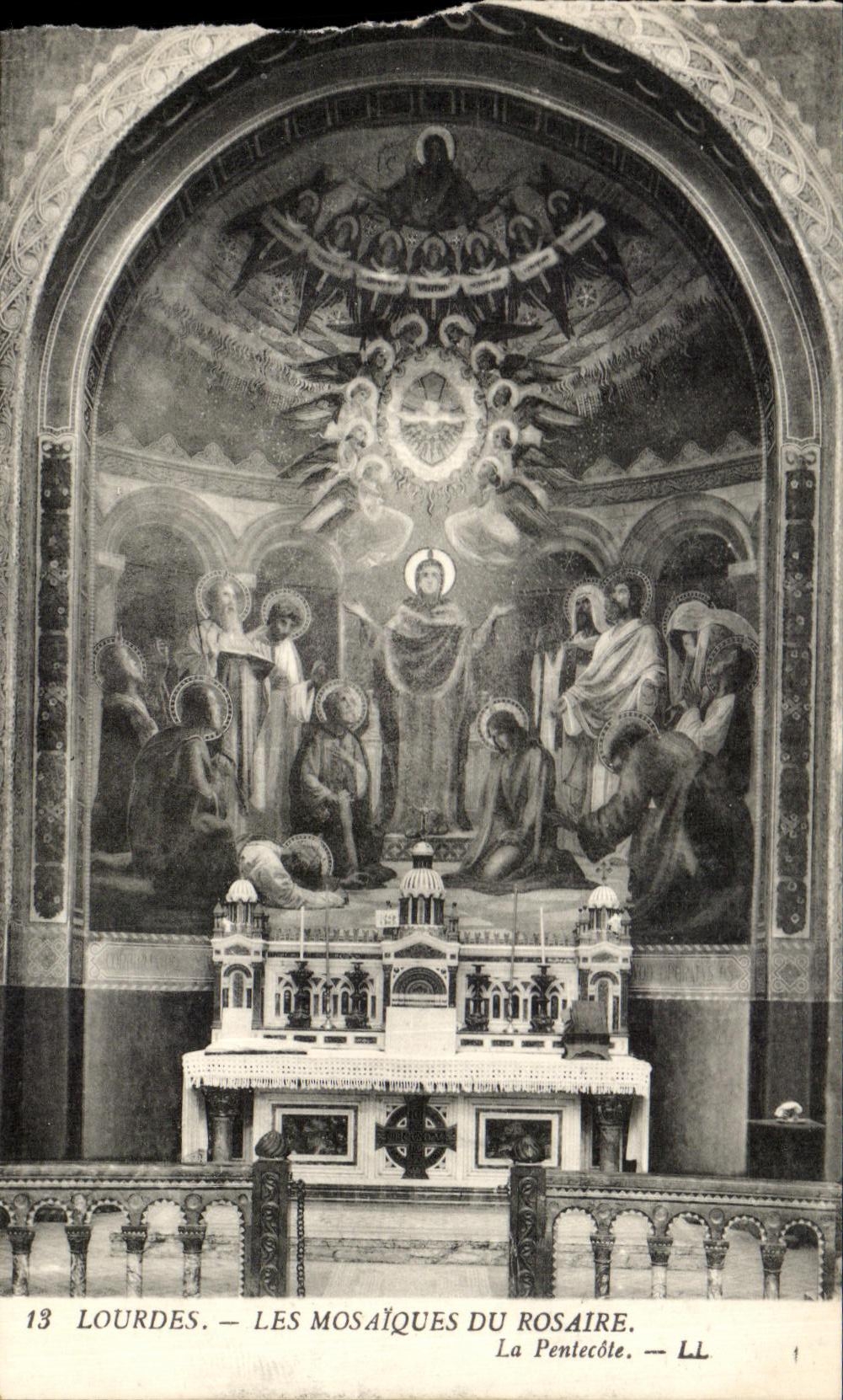 CPA Lourdes Mosaics Of the Rosary Pentecost
