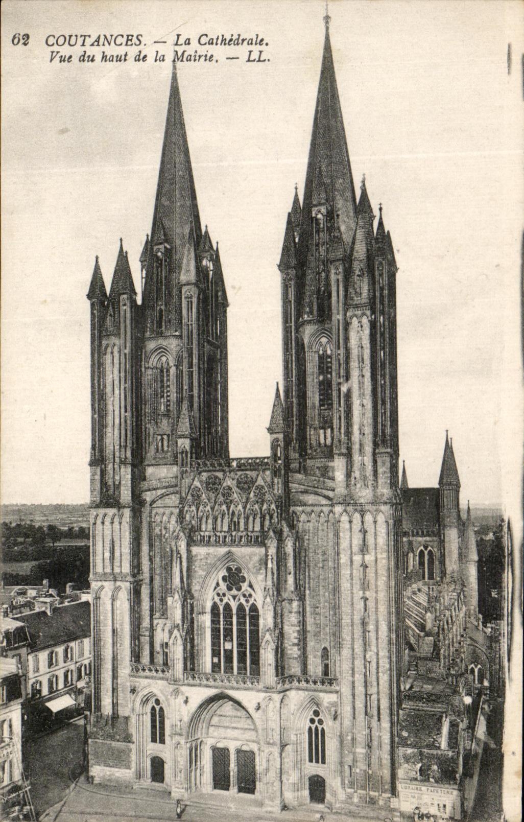 CPA Coutances the Cathedral Seen top of the Town hall