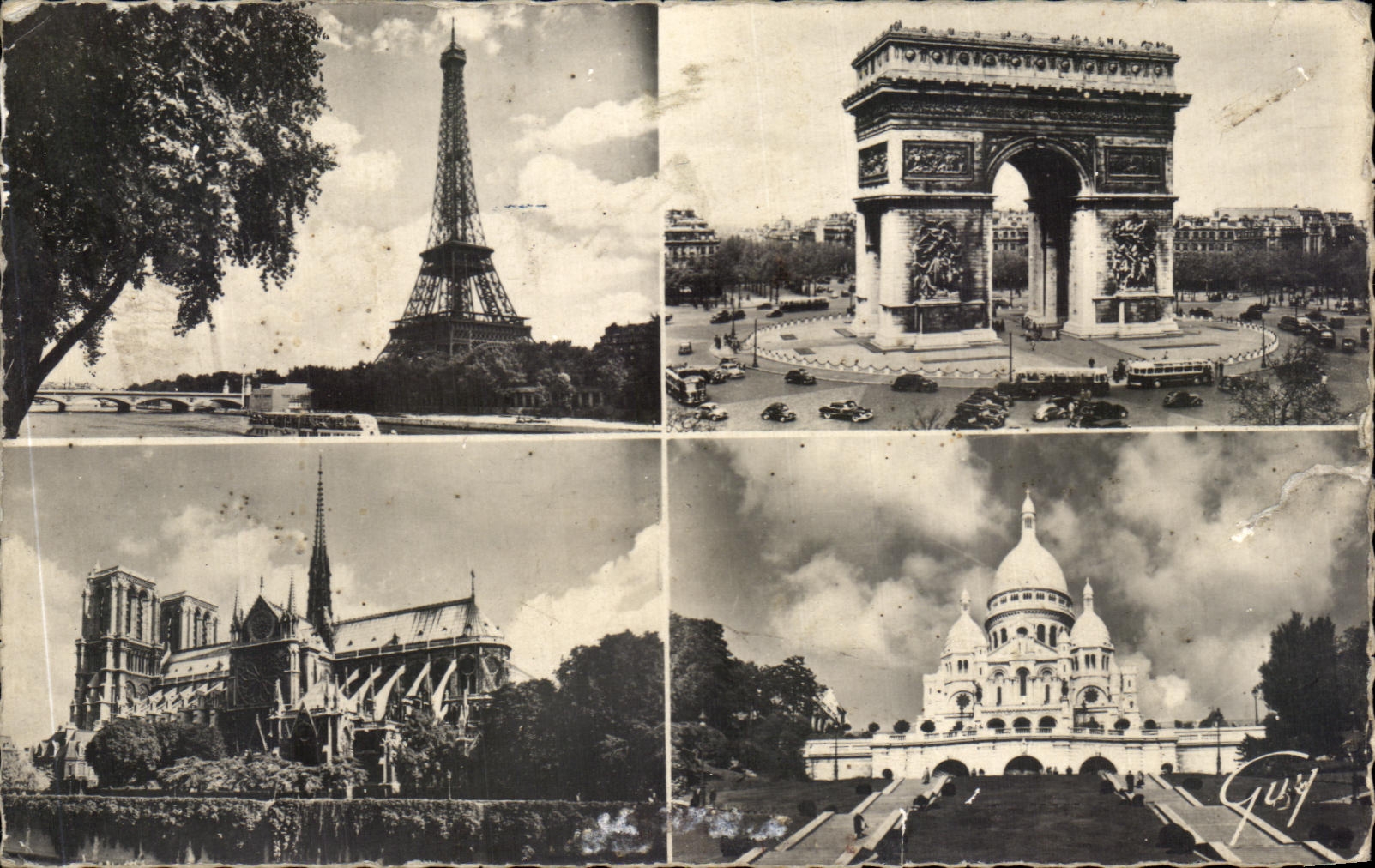 CPA Paris y sus maravillas la torre Eiffel Arc De Triomphe