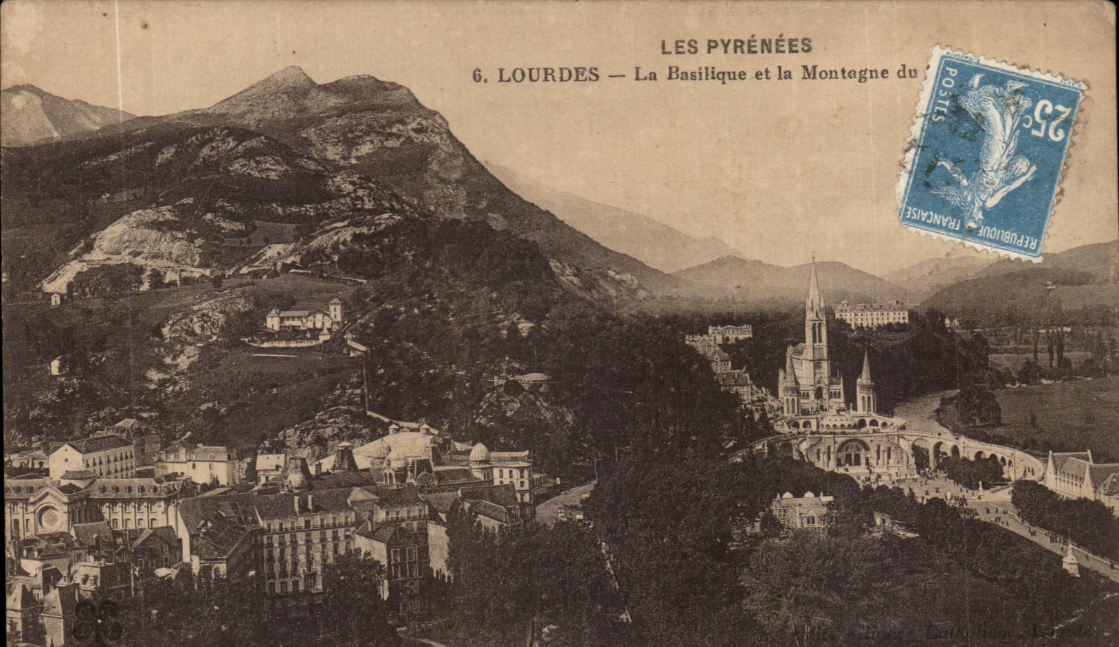CPA the Pyrenees Lourdes the Basilica And Montugne