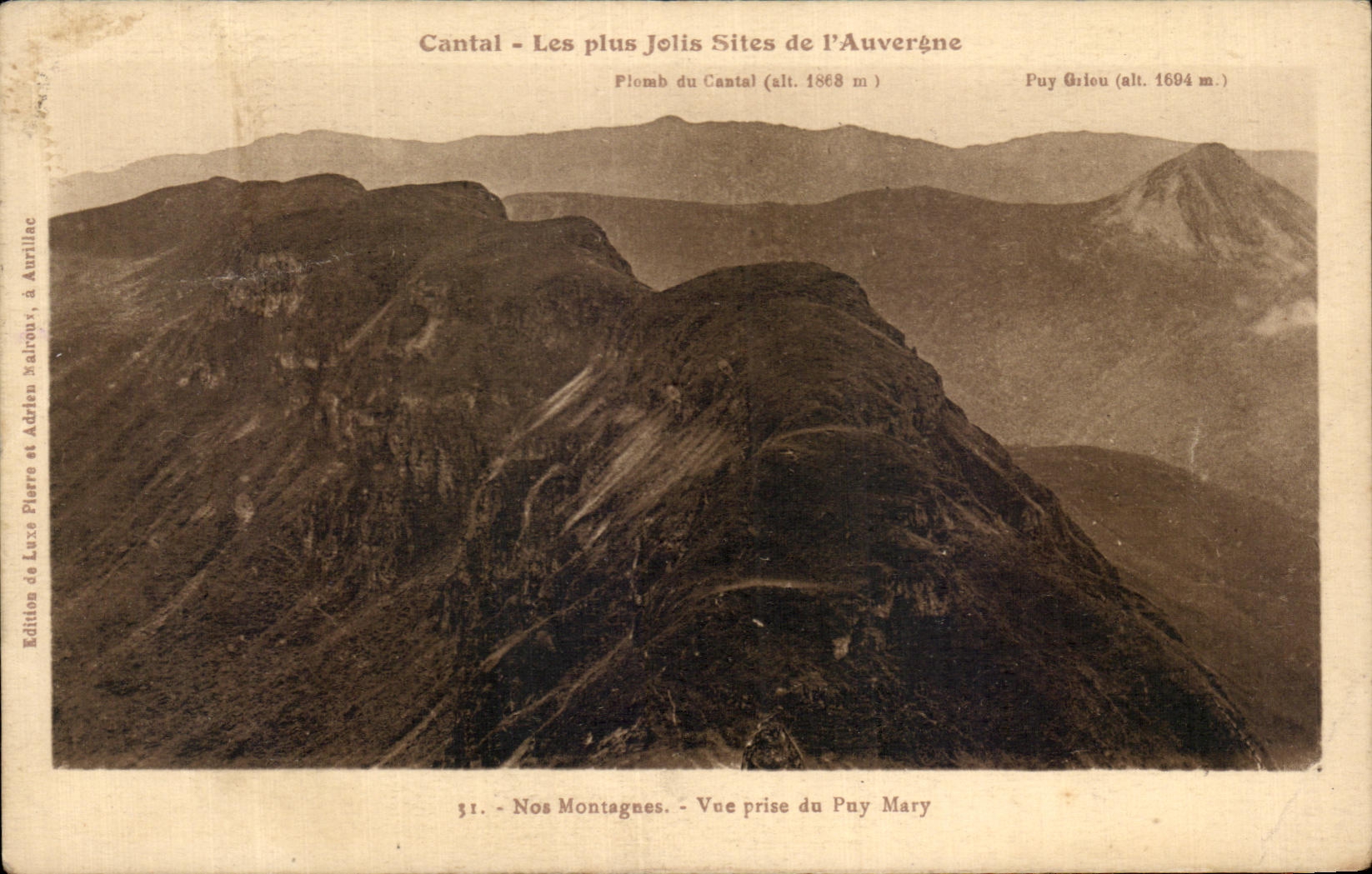 CPA Cantal Prettiest Sites of Auvergne Our mountains Seen from of Puy Mary