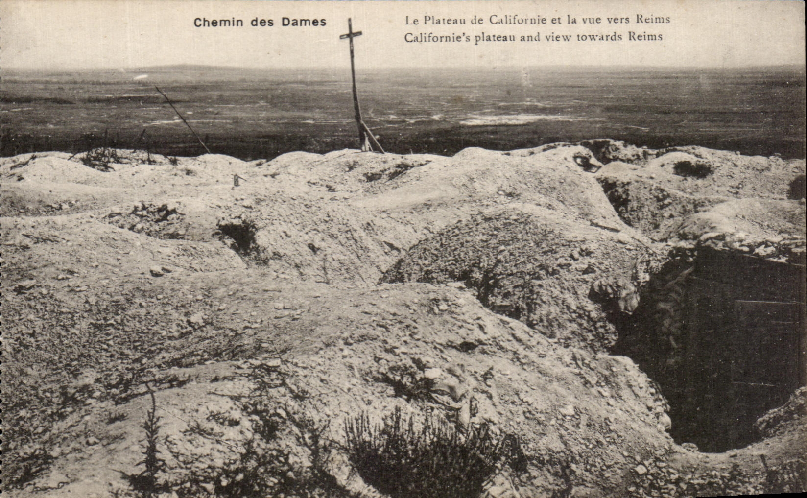 CPA Way of the Ladies Piateau of California and sight towards Rheims Militaria