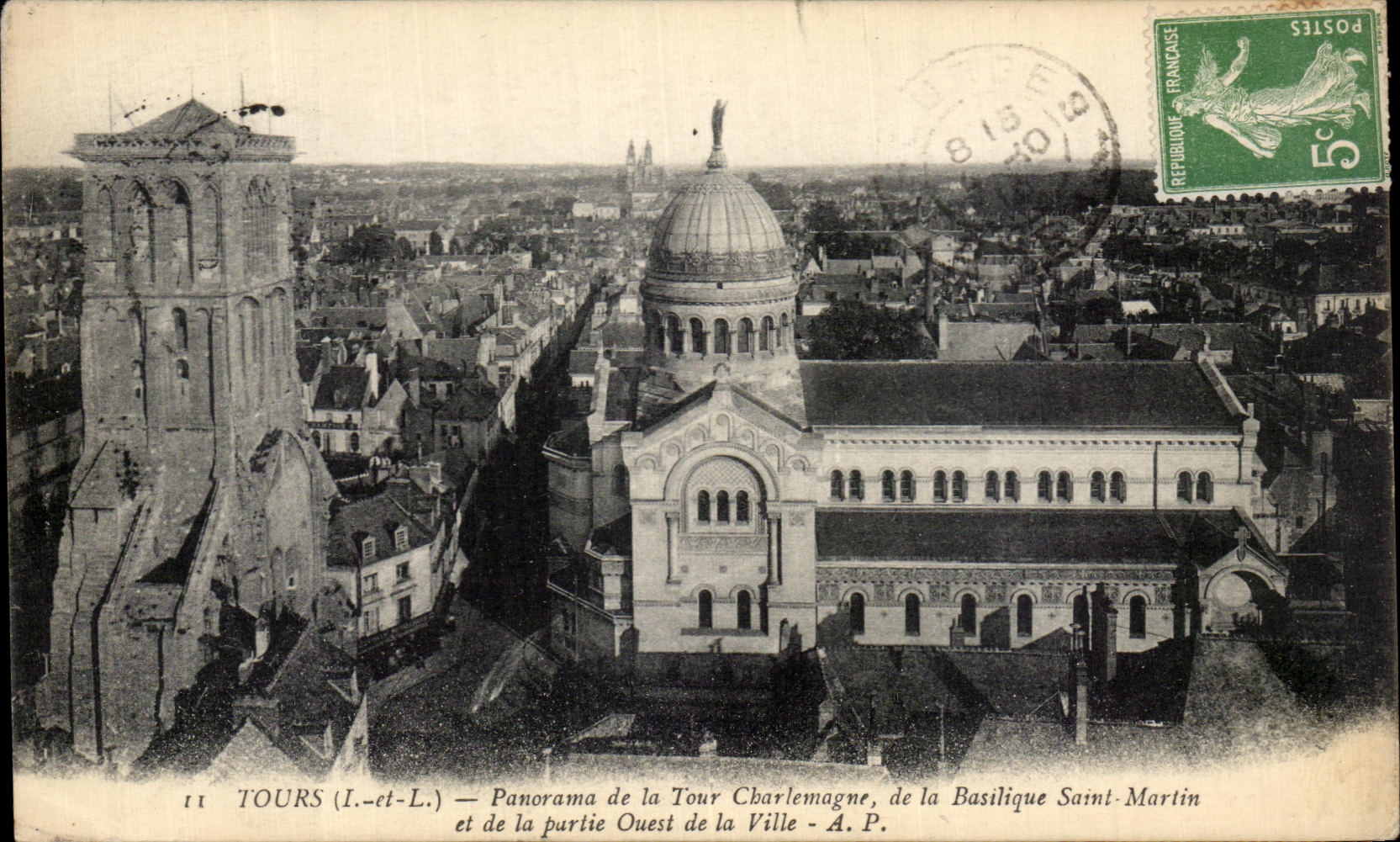 CPA Tours Panorama de la Tour Charlemagne de la Basilique Saint Martin et de la Partie Ouest de la Ville